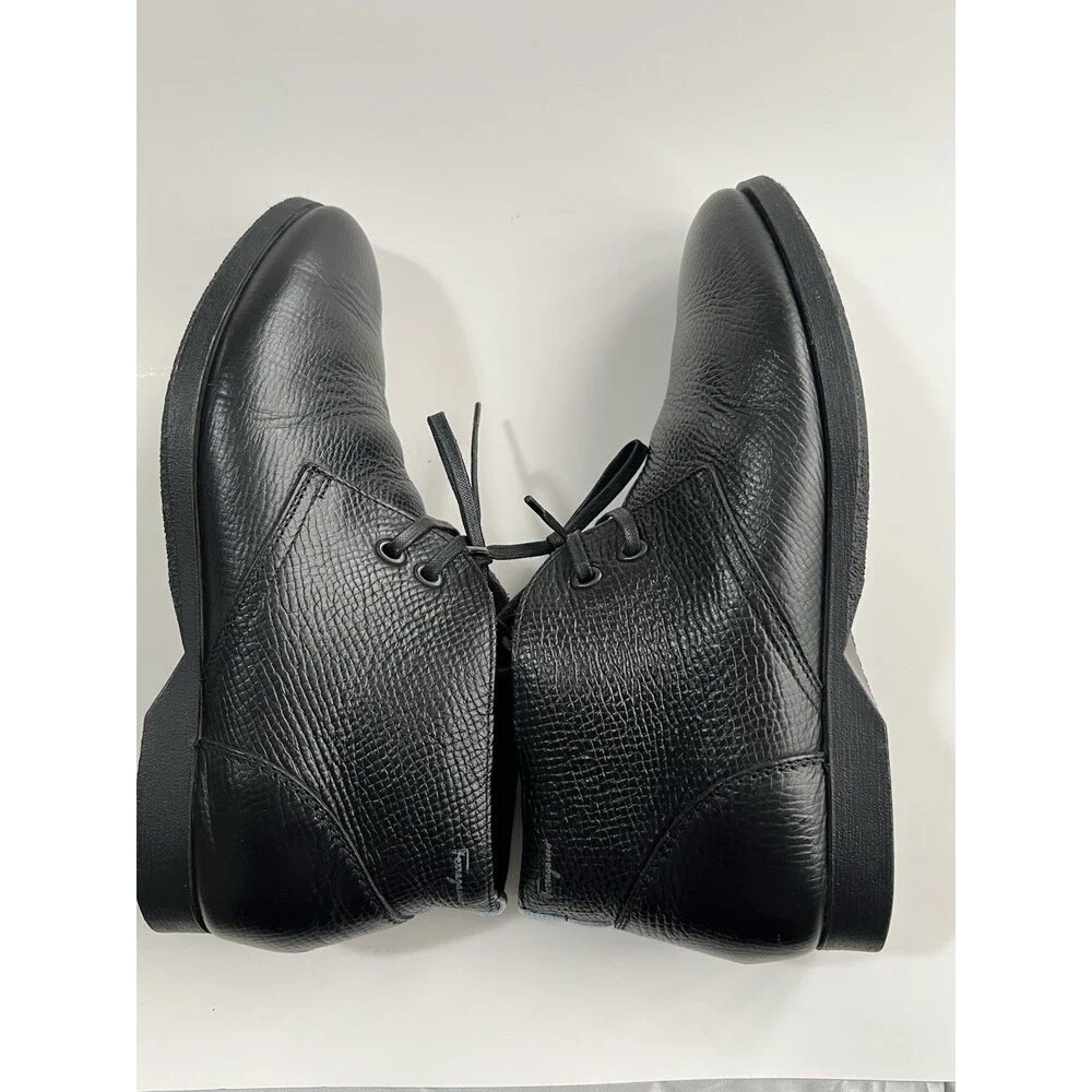 Salvatore Ferragamo World Men’s Black Leather Chukka Boots Round Toe Size 7.5